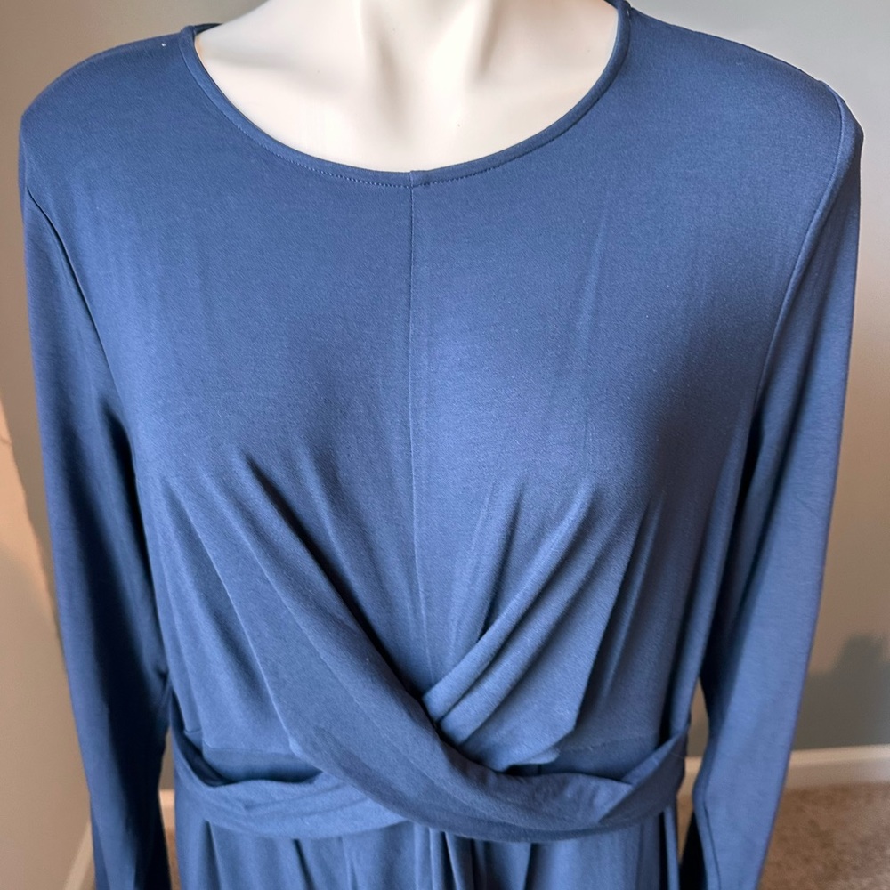 J. Jill Blue cotton long sleeve Dress Size L NWT